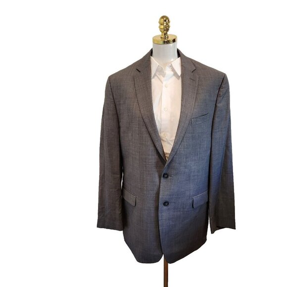 VTG Calvin Klein Mens Gray 100% Wool Blazer Sport Coat Suit Jacket Sz 42L Lined - Picture 1 of 16